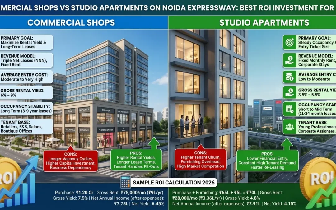 Commercial shops vs studio apartments on noida expressway