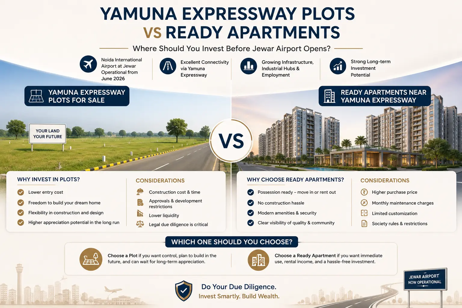 Yamuna expressway plots vs ready apartments: where should you invest before jewar airport opens?